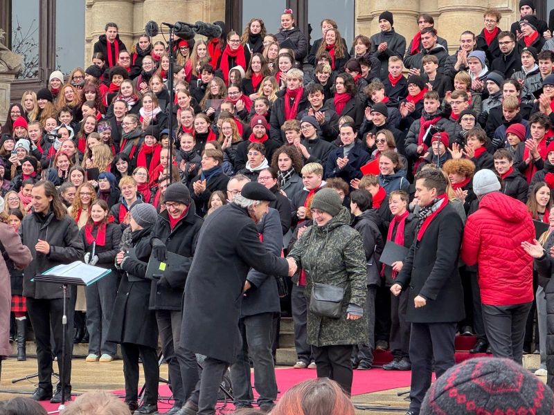 Sbor Polyfonia zpíval Mši míru v Praze
