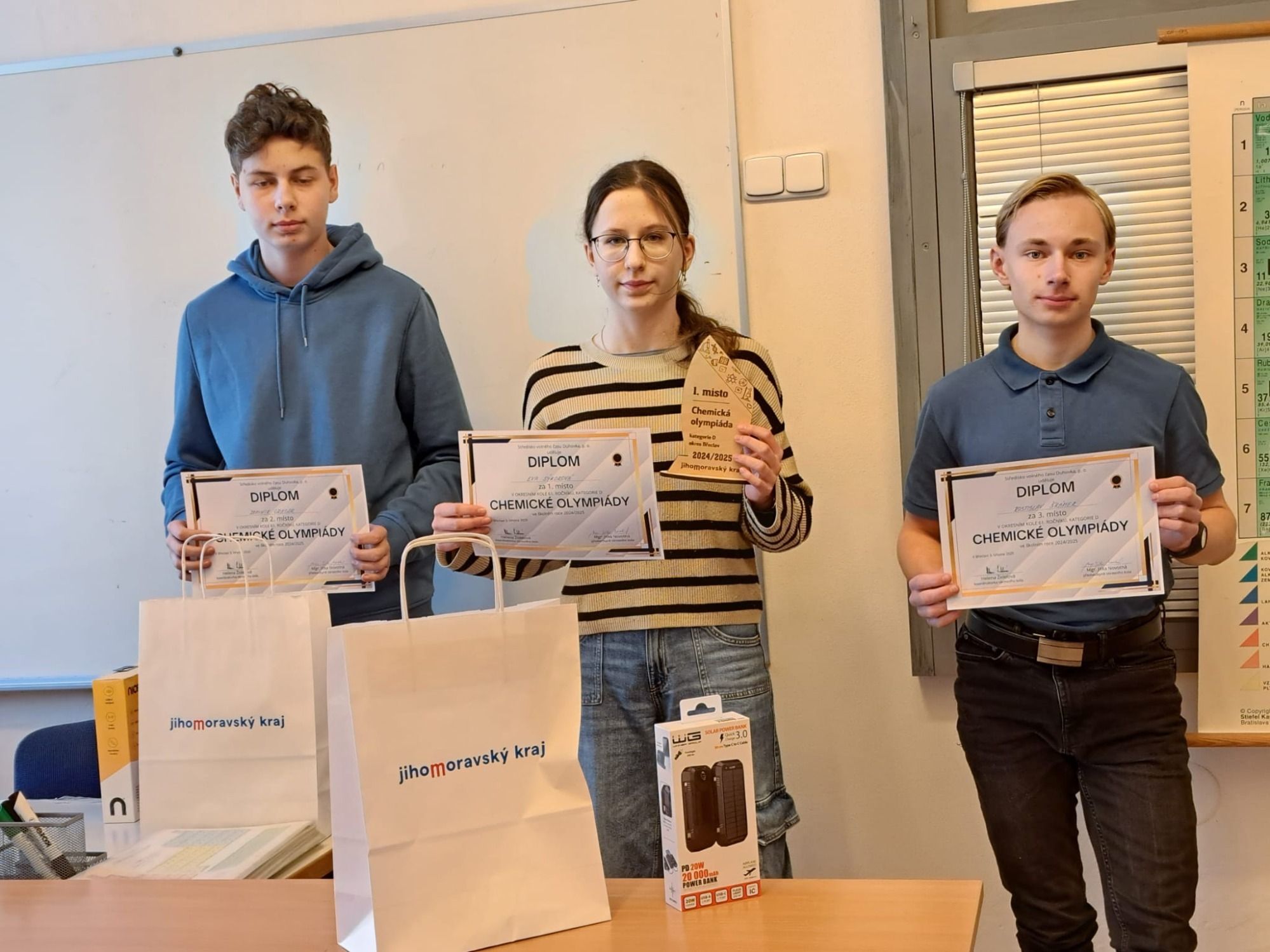 Eva Sýkorová 1. v okresním kole chemické olympiády